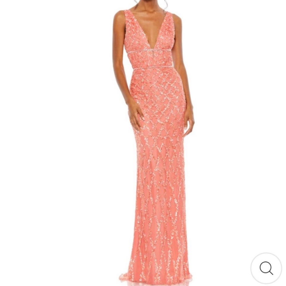 Mac Duggal Coral Sequin V-Neck formal Prom Gown or mother of the bride/groom